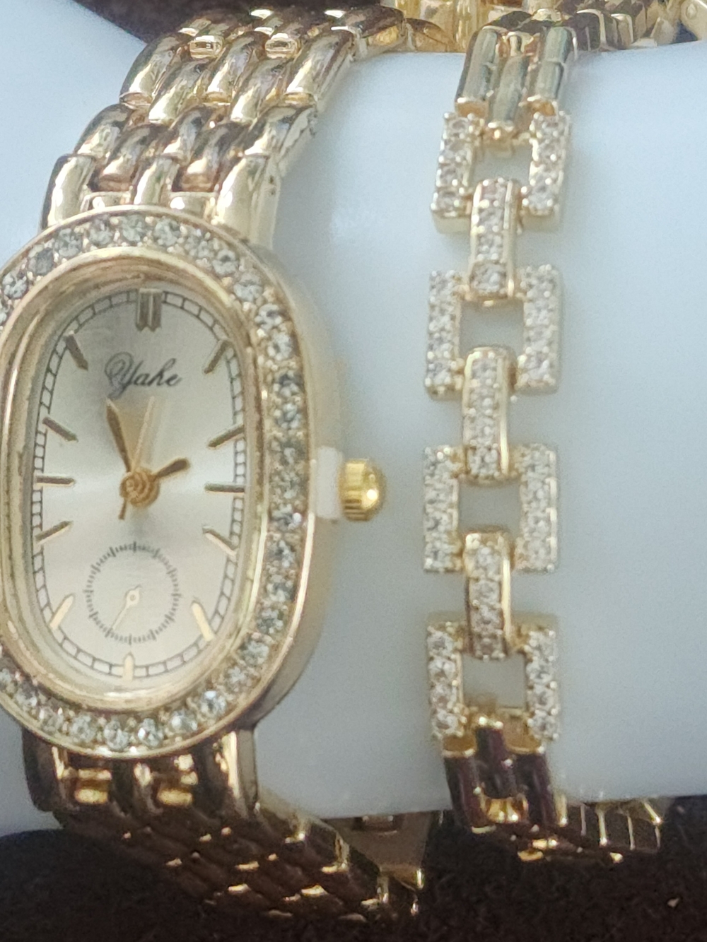 Gold-Tone Women's Bracelet Watch with Crystal Accents